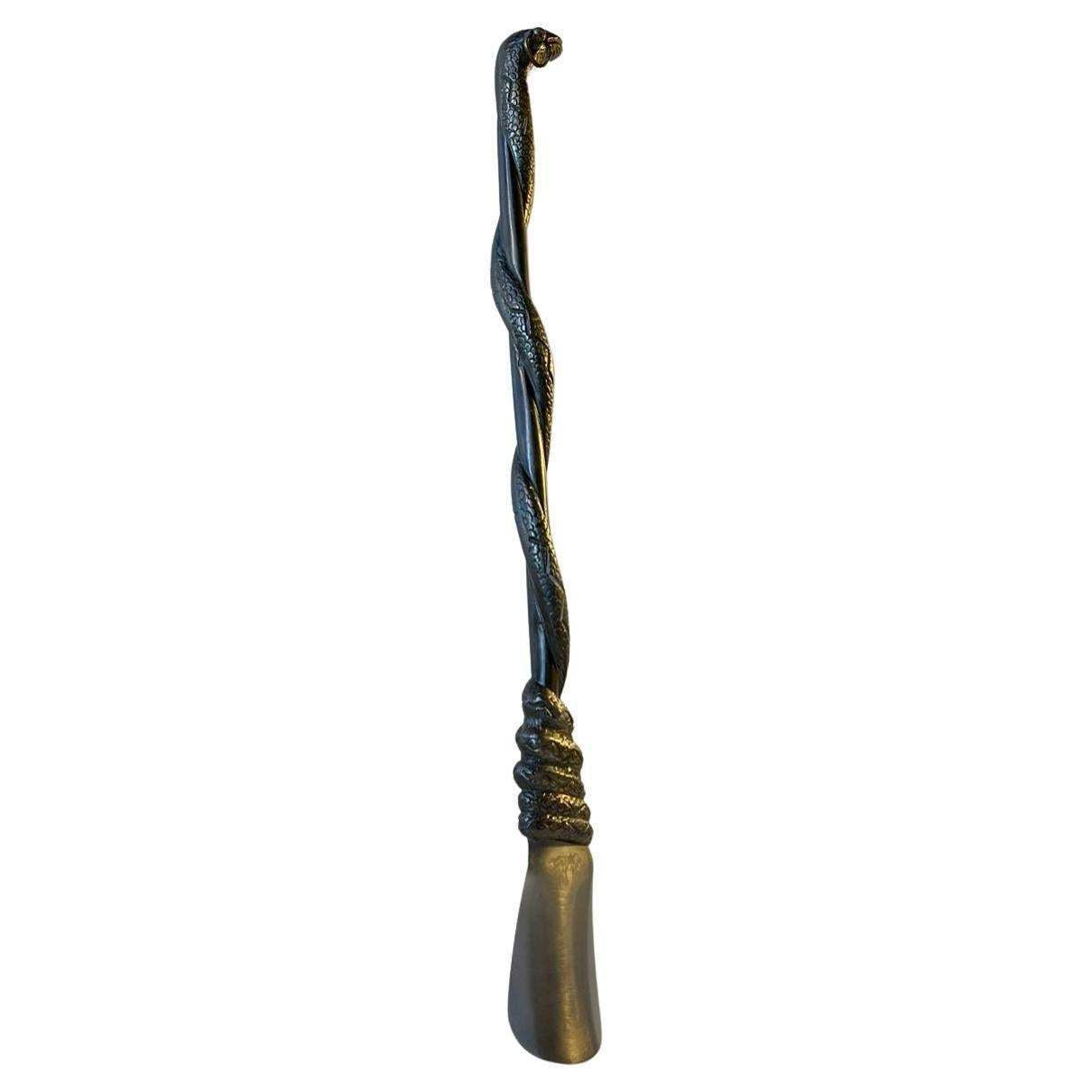 Art Deco Shoe Horn With Bronze Serpent 1930s