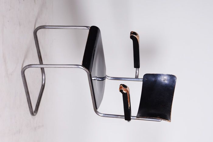 Black Vichr A Spol Chair With Armrests Made In 1930s Czechia photo vinterior