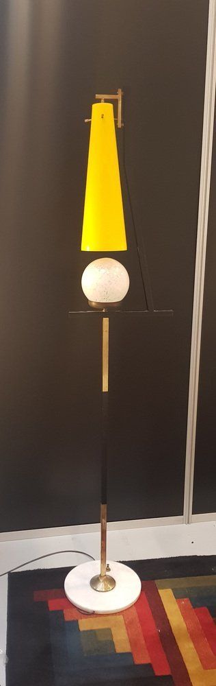 Italian Floor Lamp With Murano Glass Lampshade And Marble Base photo vinterior