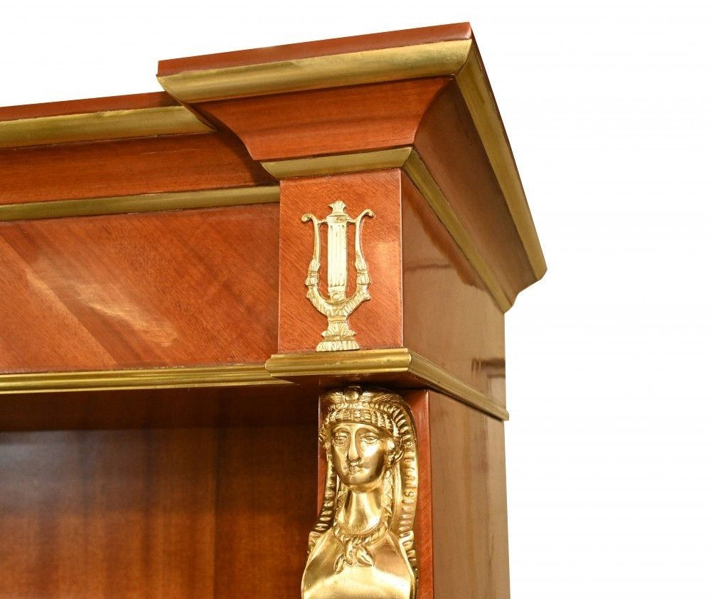 Furniture French Empire Bookcase Walnut Open Front Cabinet photo