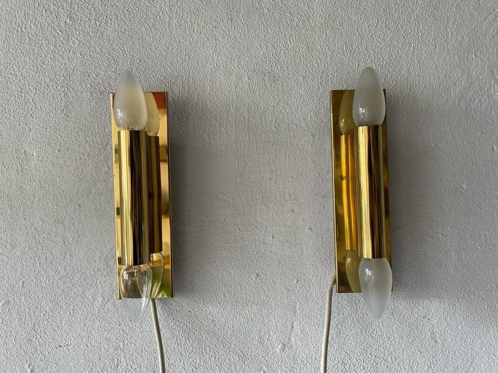 Modernist Black Square Metal And Glass Pair Of Sconces By Ssr, 1970s, Germany photo furniture