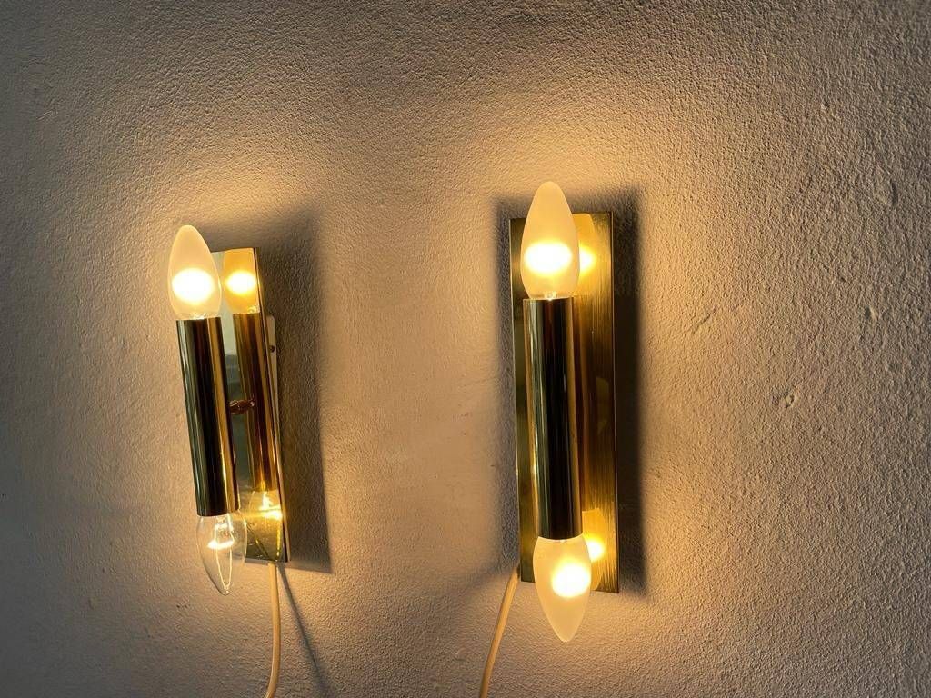 Modernist Black Square Metal And Glass Pair Of Sconces By Ssr, 1970s, Germany photo vintage