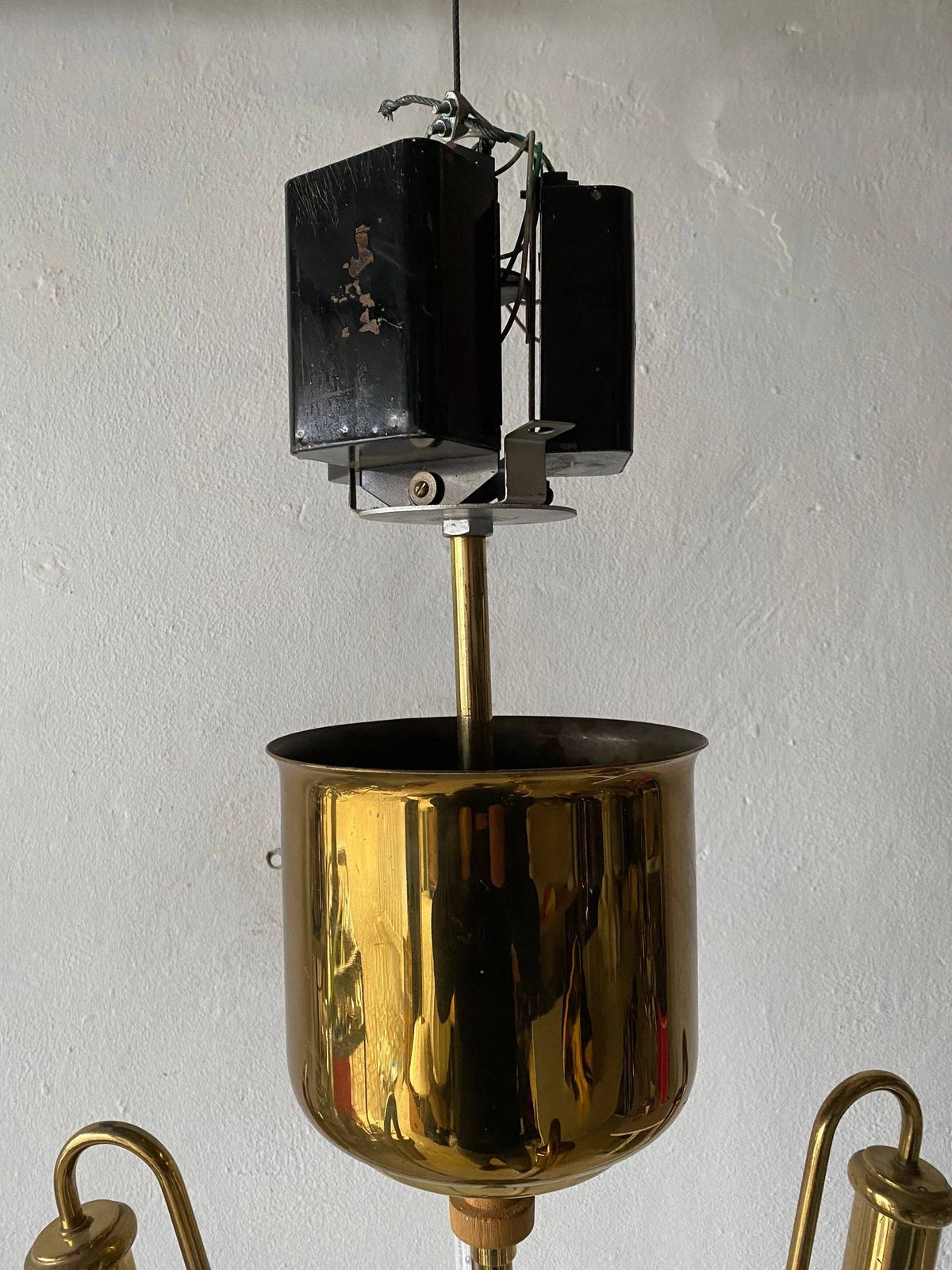 photo for sale German Brass Art Deco Bauhaus Chandelier By Kaiser & Co. With Five Fluorescent Tubes, 1930s, Germany