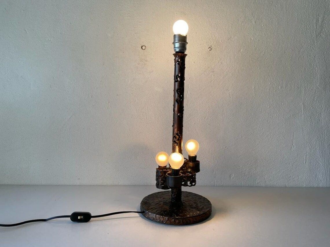 photo furniture Italian Rare 4 Tubes Brutalist Design Heavy Table Lamp, 1960s, Italy
