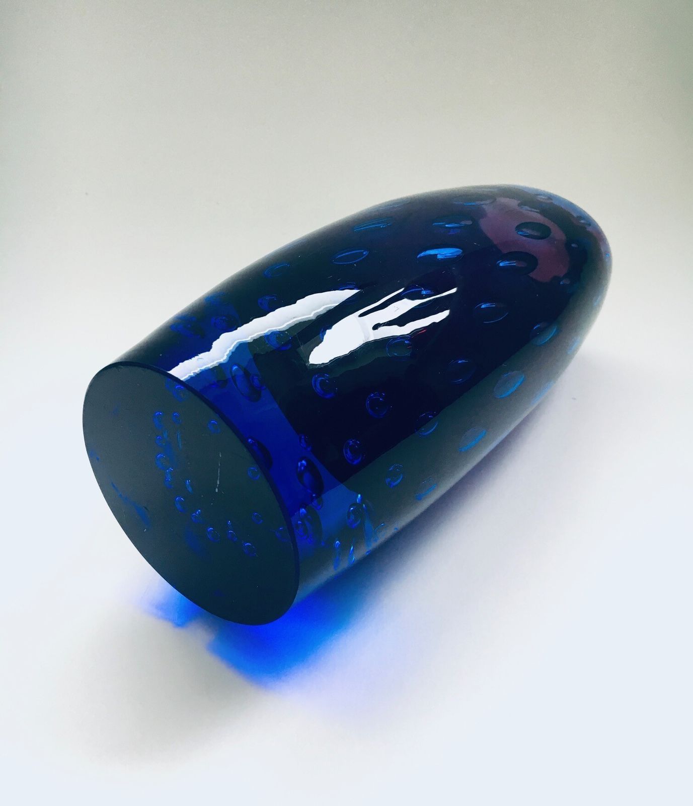 photo for sale Modern Handblown Art Glass Bullicante Vase In Blue And Purple Colors