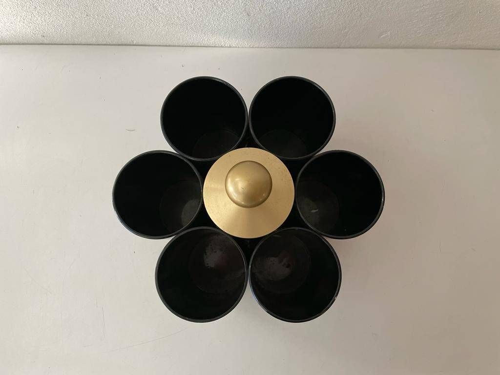 Black Plastic 6 Slot Pop Art Bottle Stand, 1970s photo Home Decor