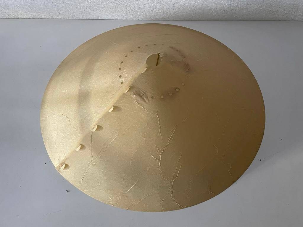 Exclusive Cocoon Plastic Paper And Green Metal Body Industrial Table Lamp, 1950s photo vinterior