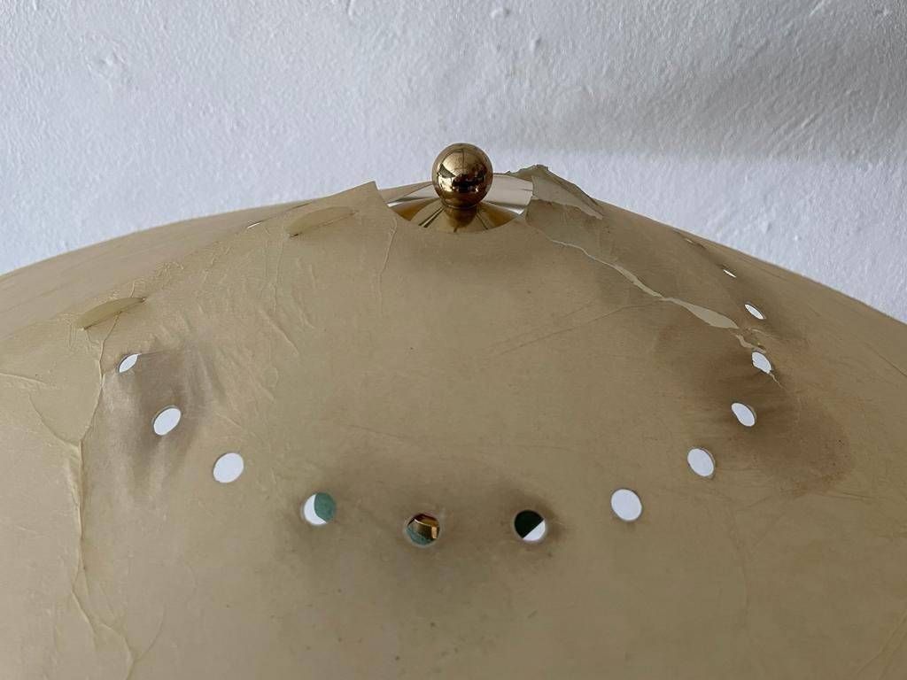 Exclusive Cocoon Plastic Paper And Green Metal Body Industrial Table Lamp, 1950s photo vintage