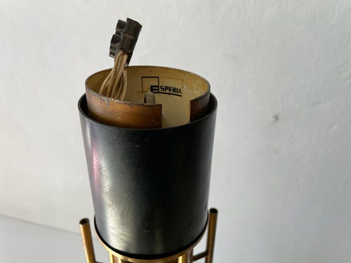 photo furniture Exclusive 5 Armed Brass And Wood Flush Mount Chandelier Angelo Brotto For Esperia 1970s Italy