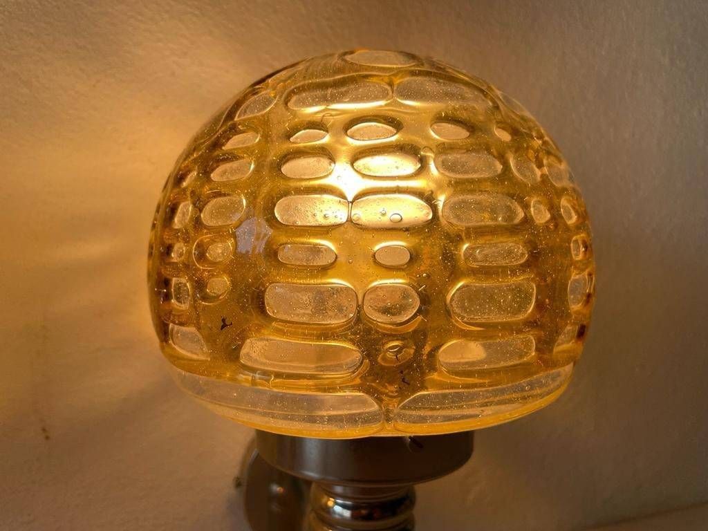photo furniture Rare Hand Blown Glass And Chrome Pair Of Sconces By Doria, 1960s, Germany