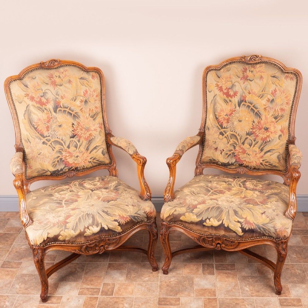 Good Sized Pair Of French Fauteuil Open Armchairs