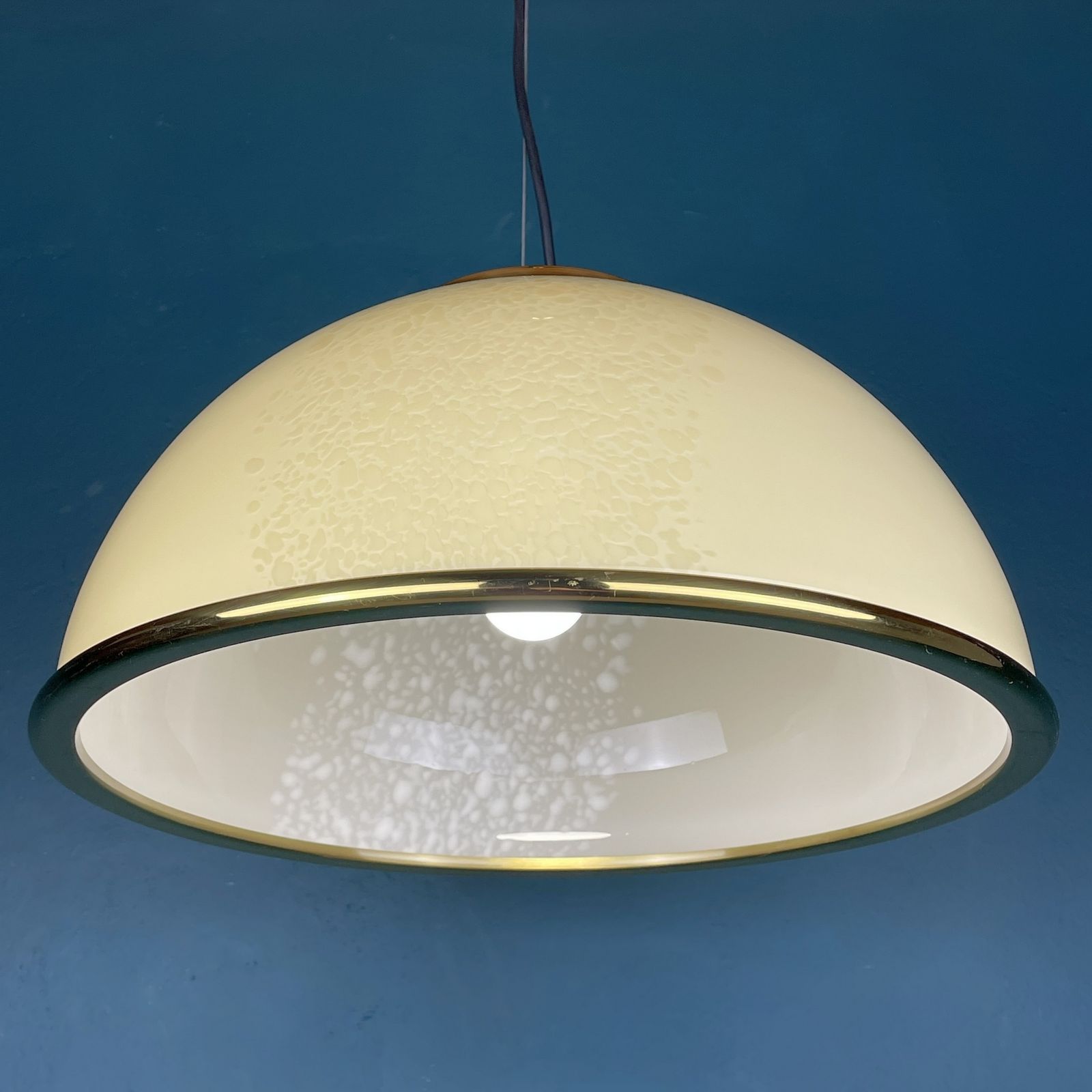 Vintage Beige Murano Glass Pendant Lamp By F.Fabbian Italy 70s photo vintage