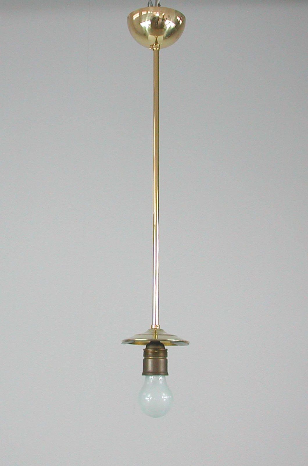 photo for sale Midcentury Ribbed Milk Glass & Brass Globe Pendant, Stilnovo 'Attr.'