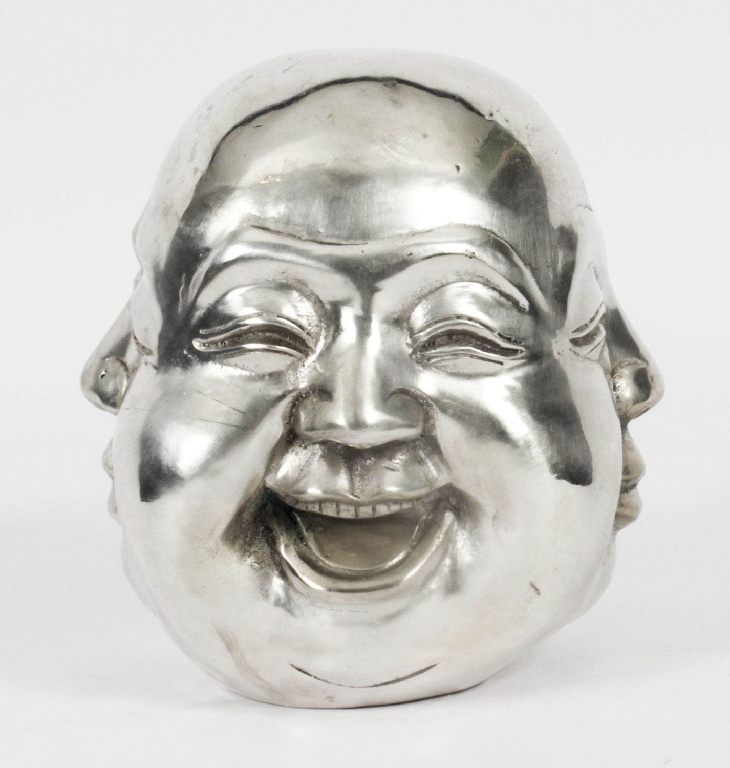 Vintage Silver Plated Bronze Four Face Buddha Brahma Hindu Sculpture 20th C photo furniture