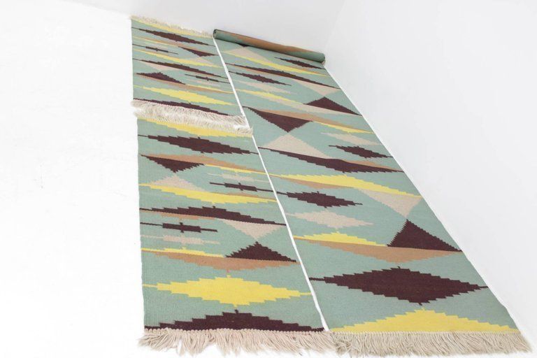 Set Of Three Geometric Modernist Carpets In Style Of A. Kybal photo furniture