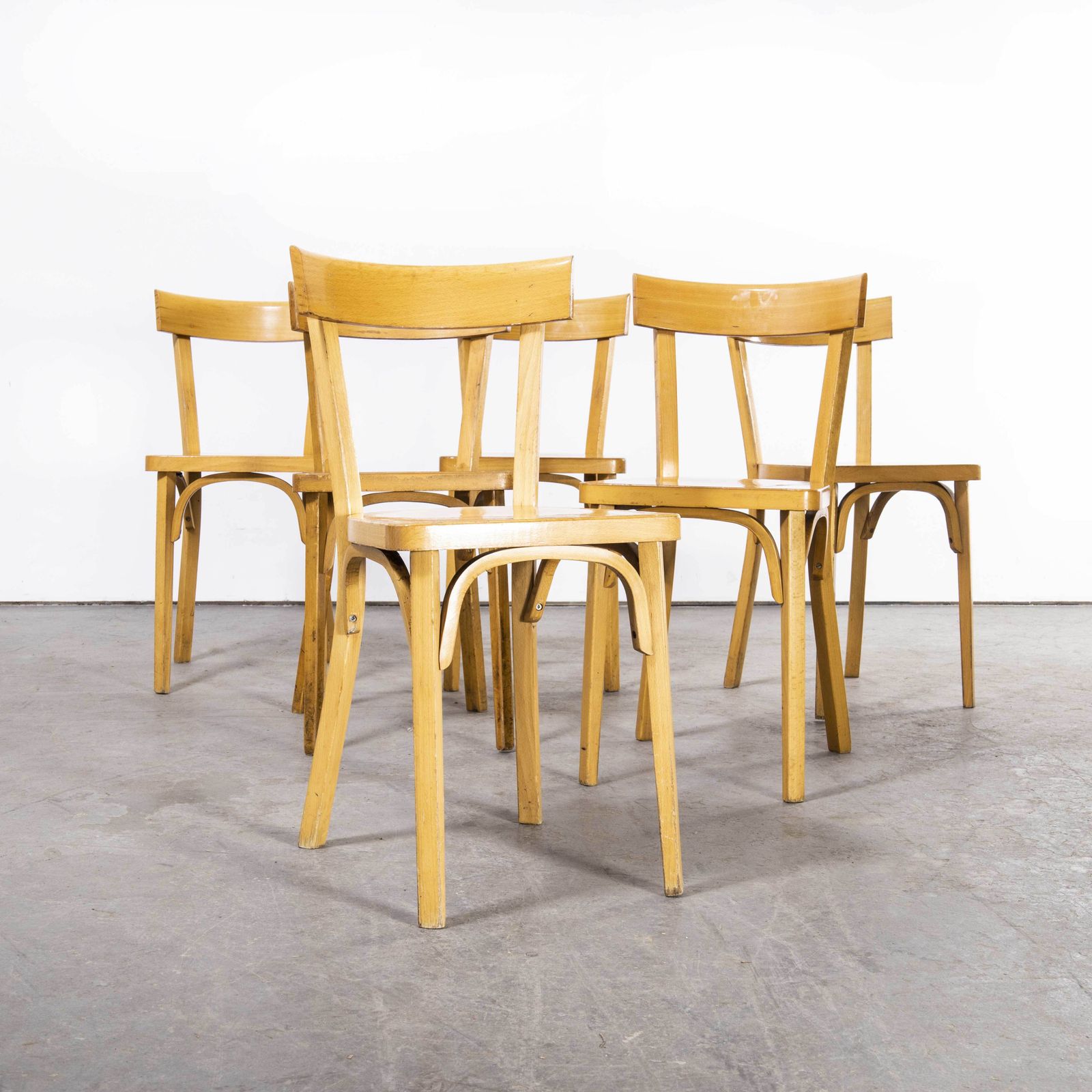 1950’s French Baumann Blonde Slim Back Bentwood Dining Chairs – Set Of Six photo 792.0