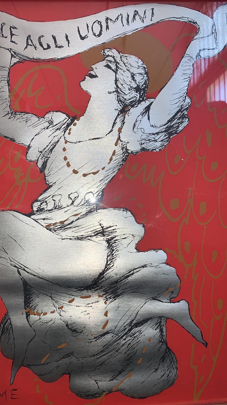 Lithograph On Metal Foil Peace To Men By Salvatore Fiume, 1960s photo Art