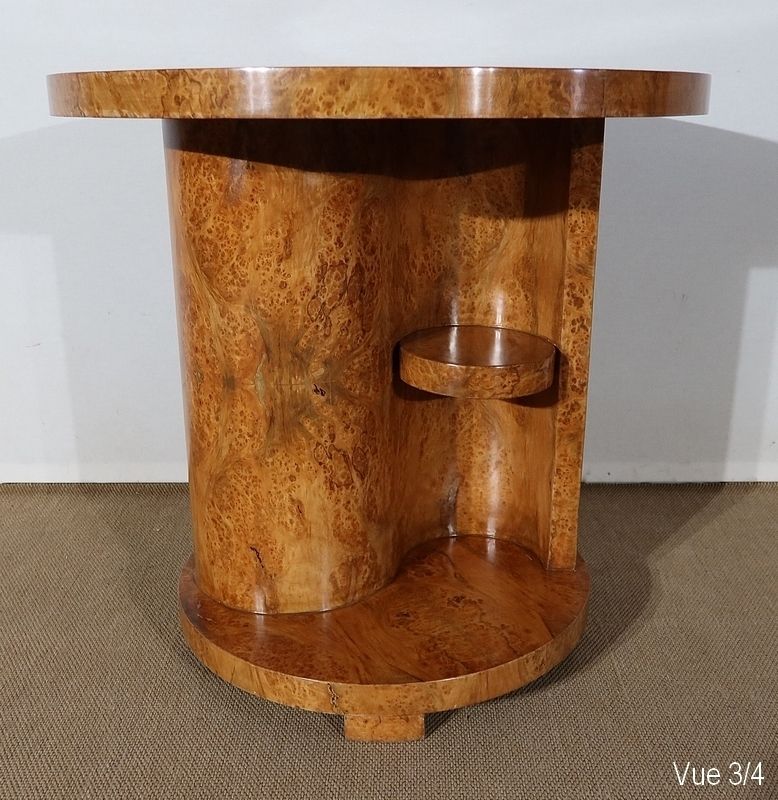 Furniture Pedestal Table In Thuya Burl, Art Deco, Early 20th Century photo