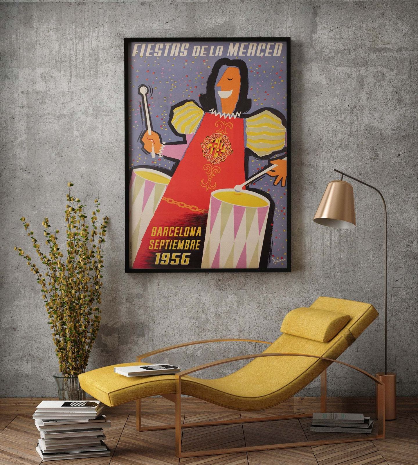 Fiestas De La Merced 1956 Barcelona Travel Poster, Domenech photo furniture