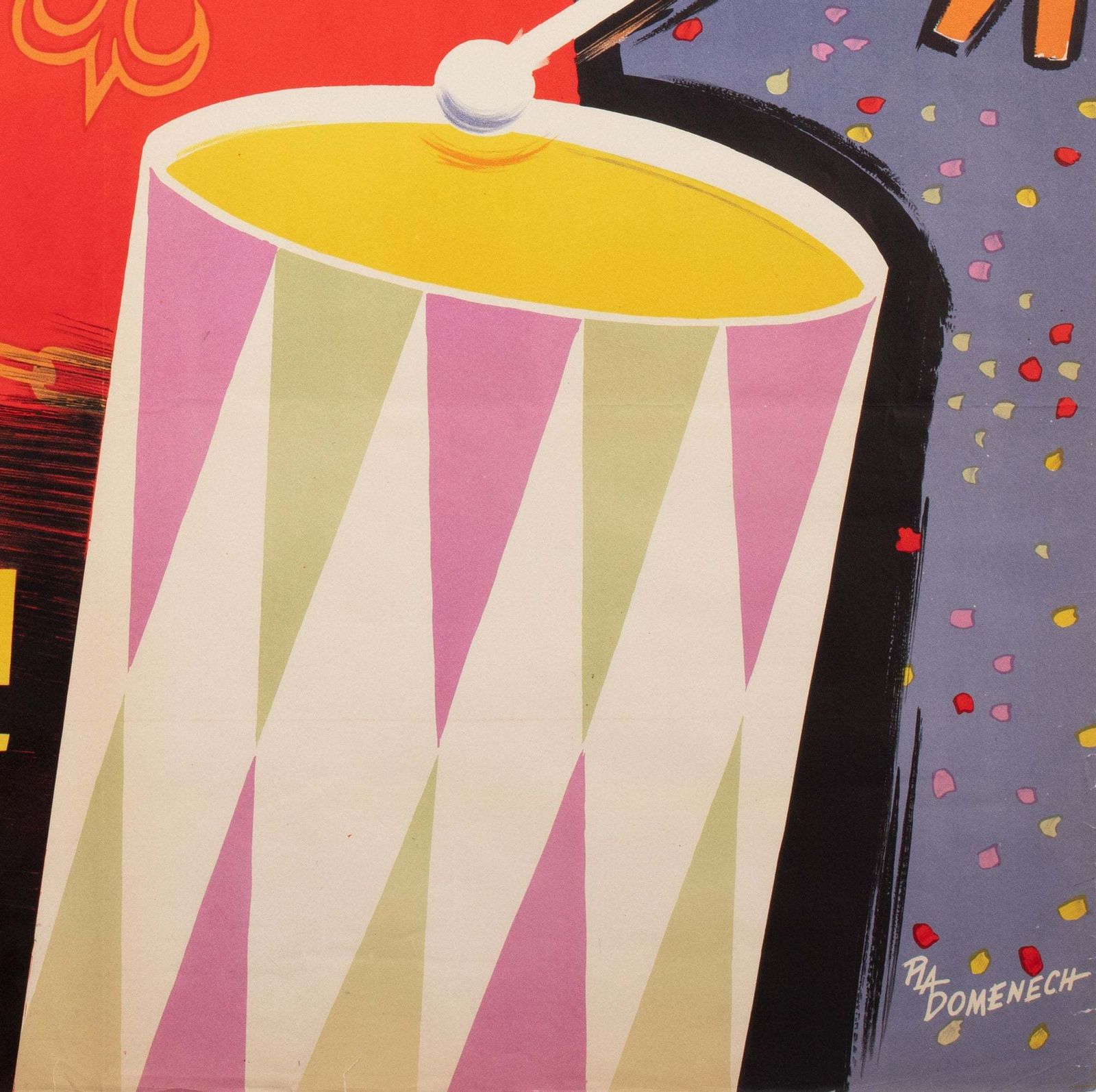 Fiestas De La Merced 1956 Barcelona Travel Poster, Domenech photo vintage