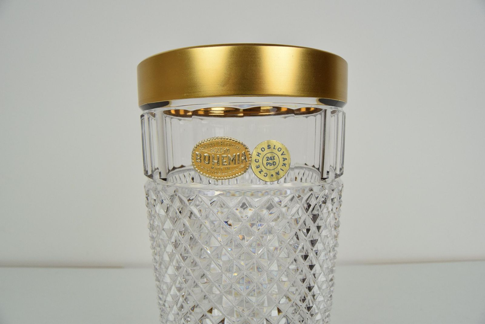 Mid Century Glass Vase,Bohemia Crystal,Circa 1960's. photo Home Decor