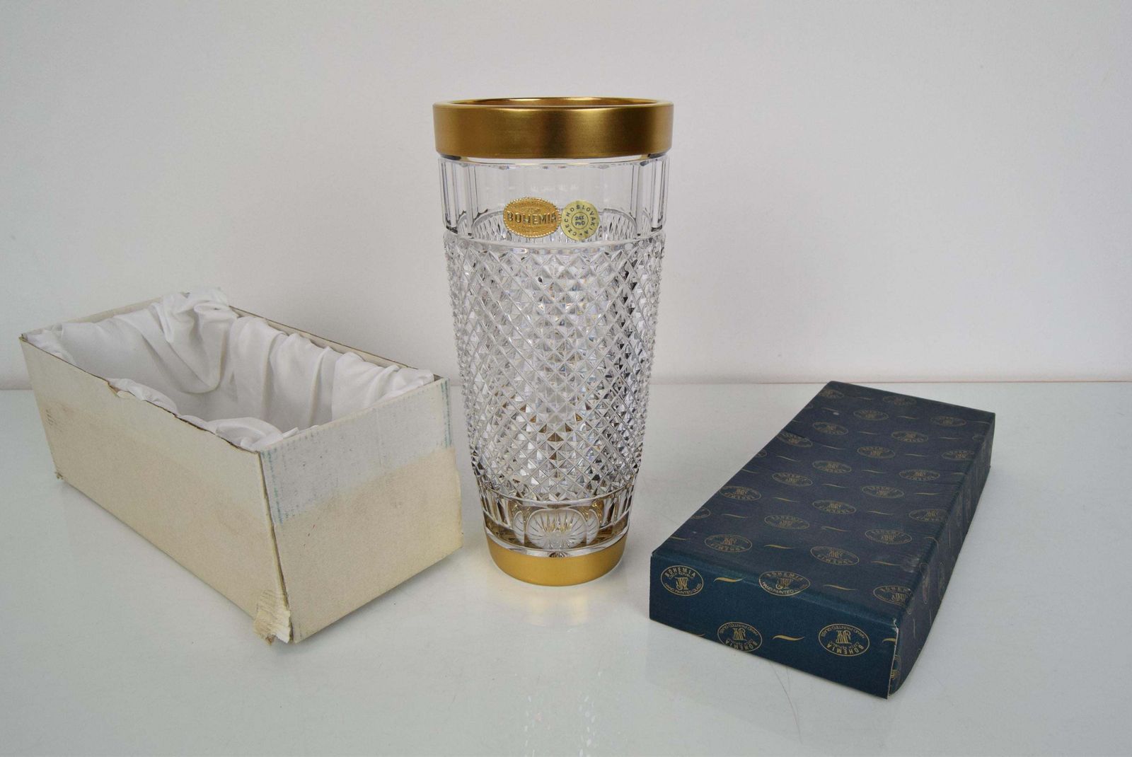 Home Decor Mid Century Glass Vase,Bohemia Crystal,Circa 1960's. photo