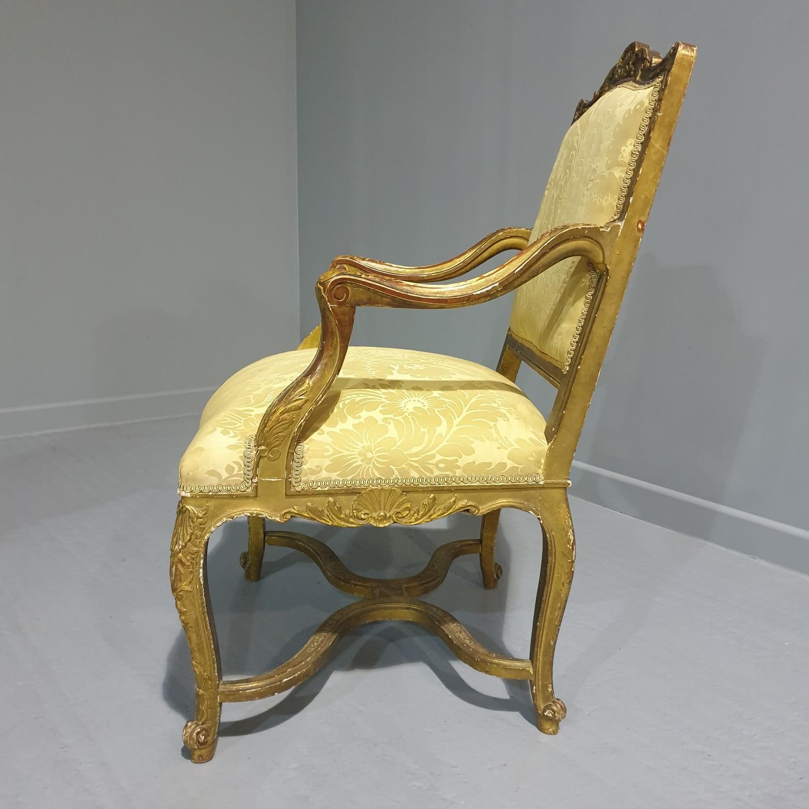 Furniture Superb Gilt Chair, 1800s, Antique photo