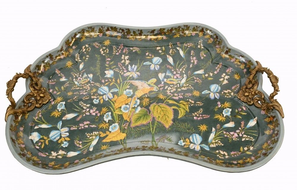 Art Nouveau Porcelain Tray French Floral Platter photo for sale