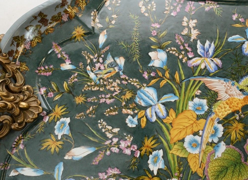 Art Nouveau Porcelain Tray French Floral Platter photo 675.0