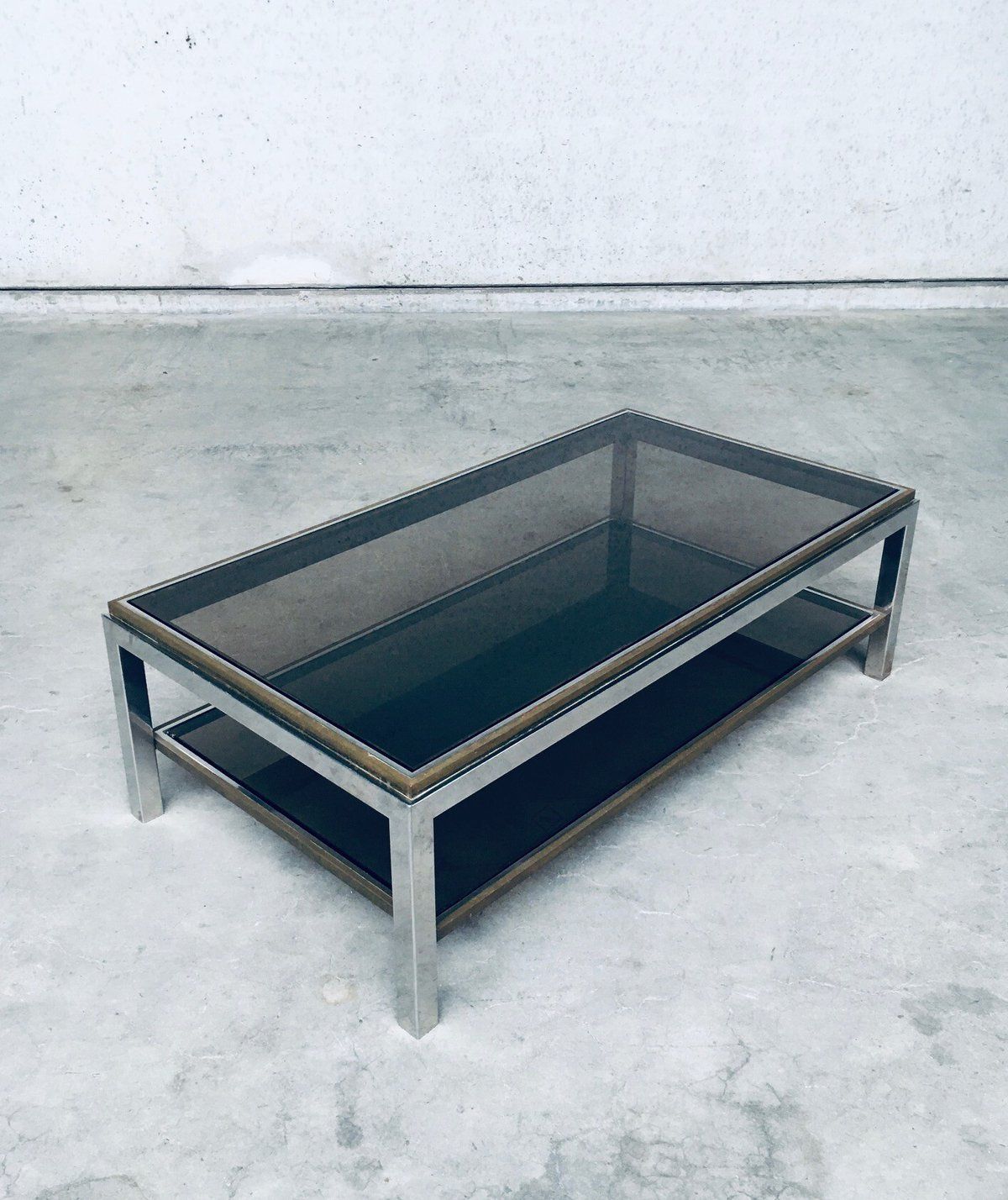 Hollywood Regency Design Flaminia Two Tier Coffee Table In The Style Of Willy Rizzo, France 1970's