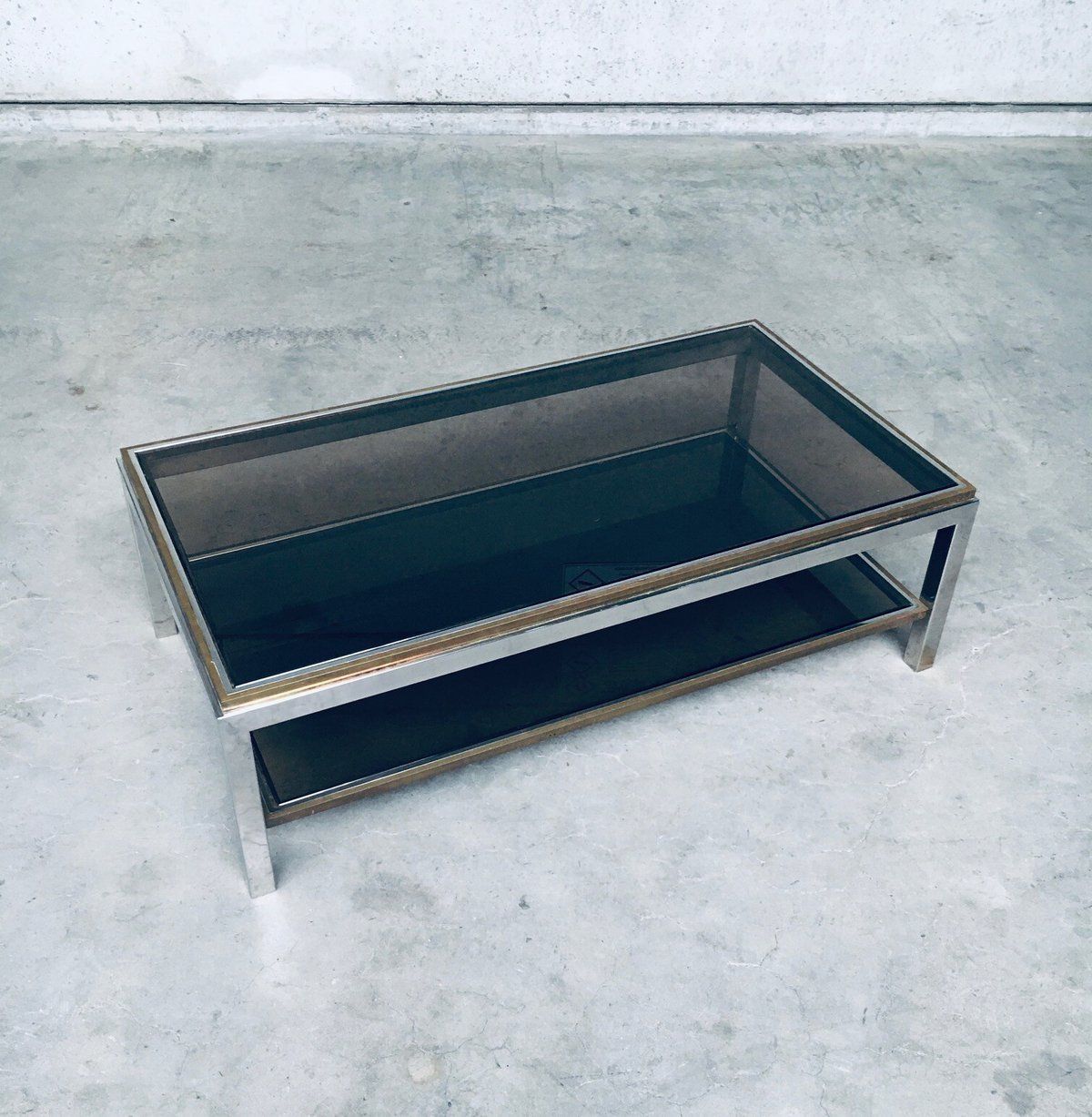Hollywood Regency Design Flaminia Two Tier Coffee Table In The Style Of Willy Rizzo, France 1970's photo for sale