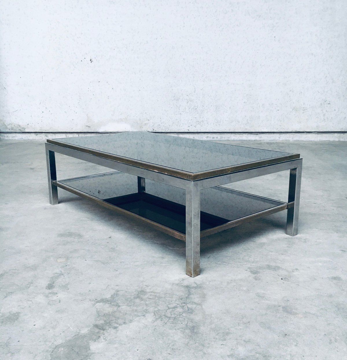 photo for sale Hollywood Regency Design Flaminia Two Tier Coffee Table In The Style Of Willy Rizzo, France 1970's