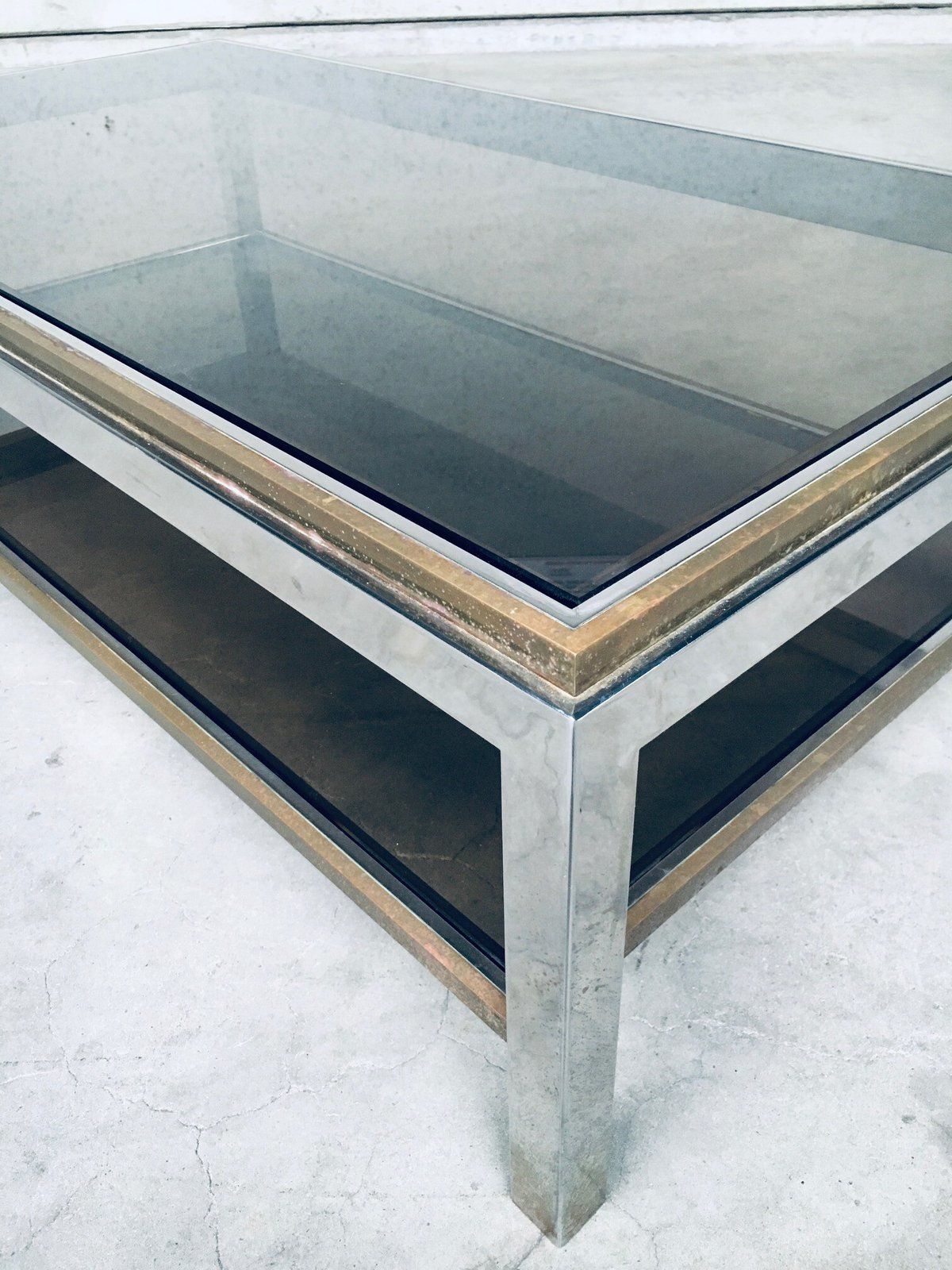 1147.0 Hollywood Regency Design Flaminia Two Tier Coffee Table In The Style Of Willy Rizzo, France 1970's photo
