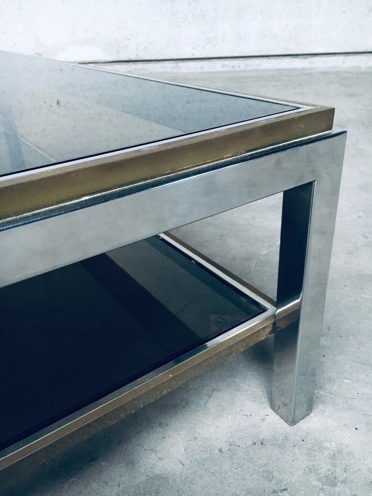 photo vinterior Hollywood Regency Design Flaminia Two Tier Coffee Table In The Style Of Willy Rizzo, France 1970's