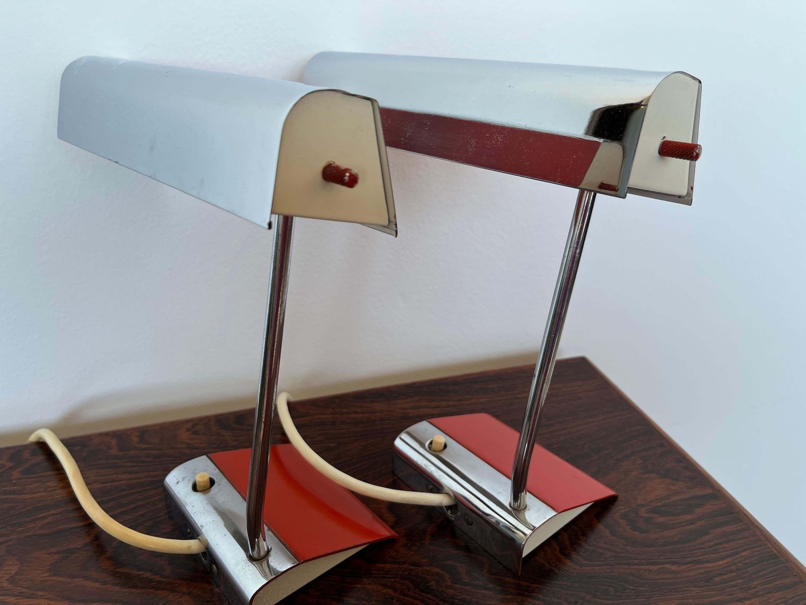 Pair Of Two Design Mid Century Table Lamps By Drupol   1960s / Czechoslovakia photo for sale