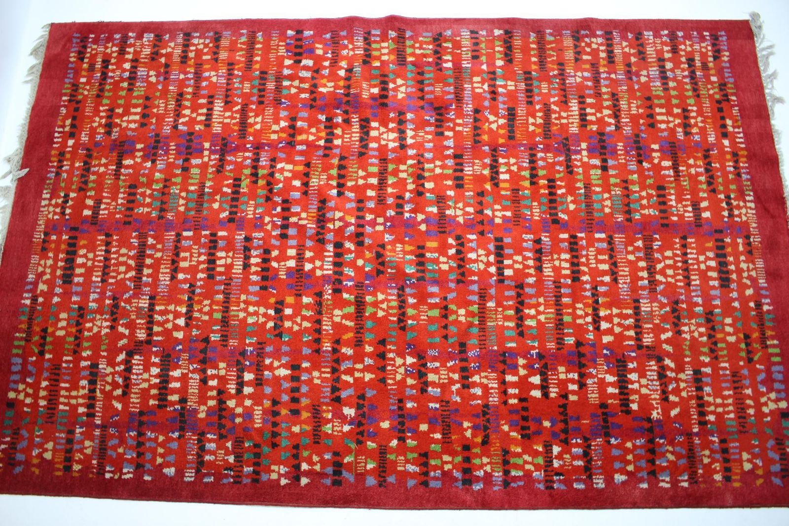 Rare Big Beautiful Abstract Design Wool Hand Made Carpet / Rug, 1950s photo furniture