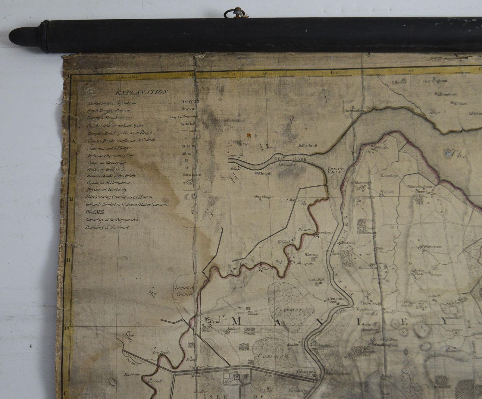 photo furniture Large Scale Antique Scroll Map Of Lincolnshire, England, Dated 1778