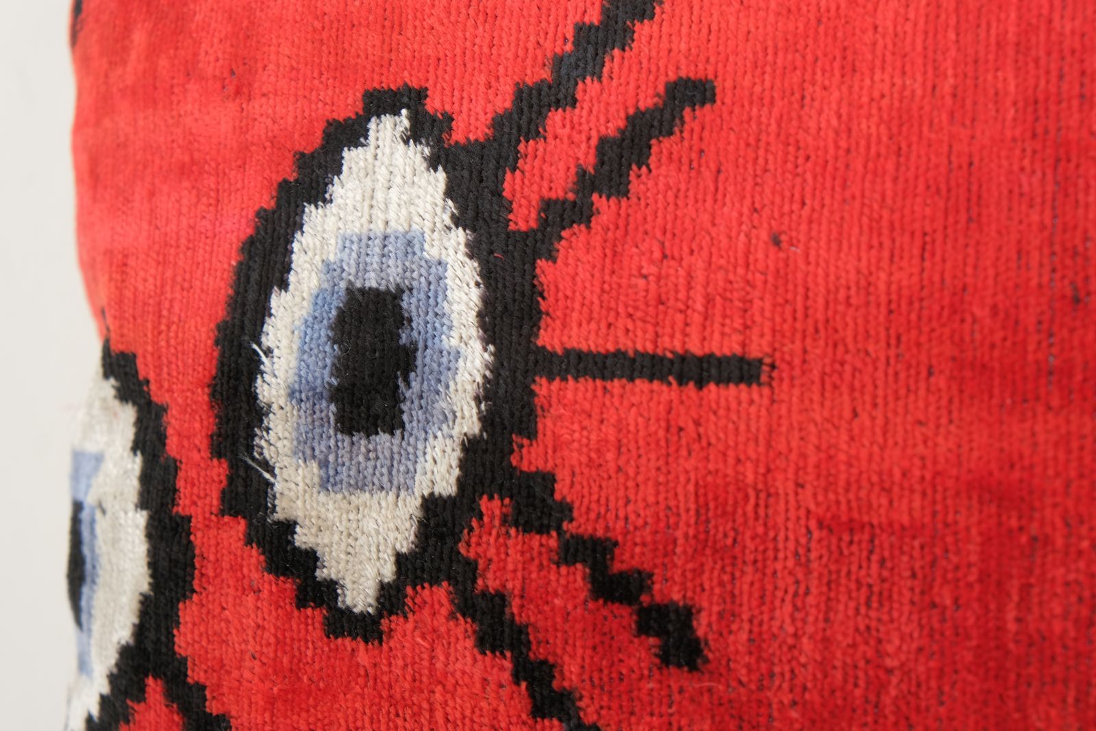 16" X 24" Ikat Eye Red Pillow Pillow Cover   Silk Ethnic Velvet Lumbar Pillow Cover   Ethnic Decorative Pillow   Velvet Ikat Pillow photo vintage