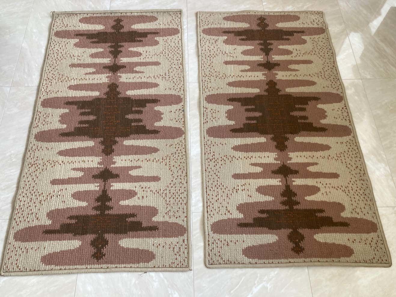 Pair Of Two Design Organic Scandinavian Style Carpets   1970s / Czechoslovakia photo 863.0