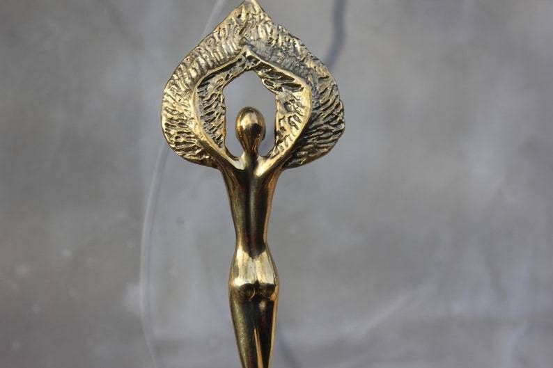 photo furniture Original Bronze Goddess Nike Stylized Statue Wings Figurine Wedding Couple Gift 50s Anniversary Gift 40s Birthday Gift