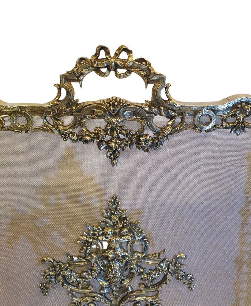 A Gorgeous 19th Century Fully Restored Polished Brass Fire Screen photo for sale