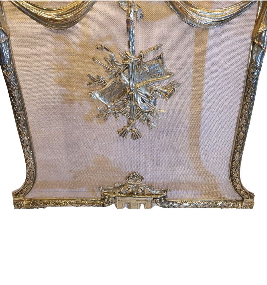 A Stunning 19th Century Fully Restored Polished Brass Fire Screen photo furniture