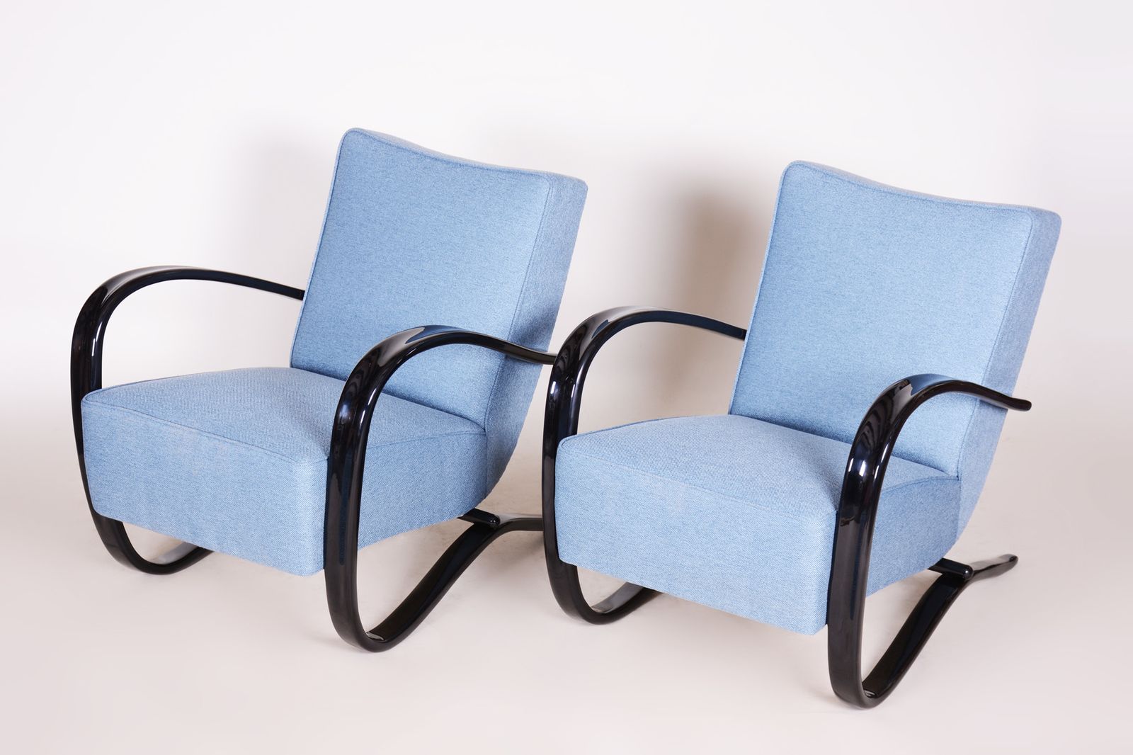 Pair Of Blue Halabala Armchairs Made In 1930s Czechia By Up Zavody photo vinterior