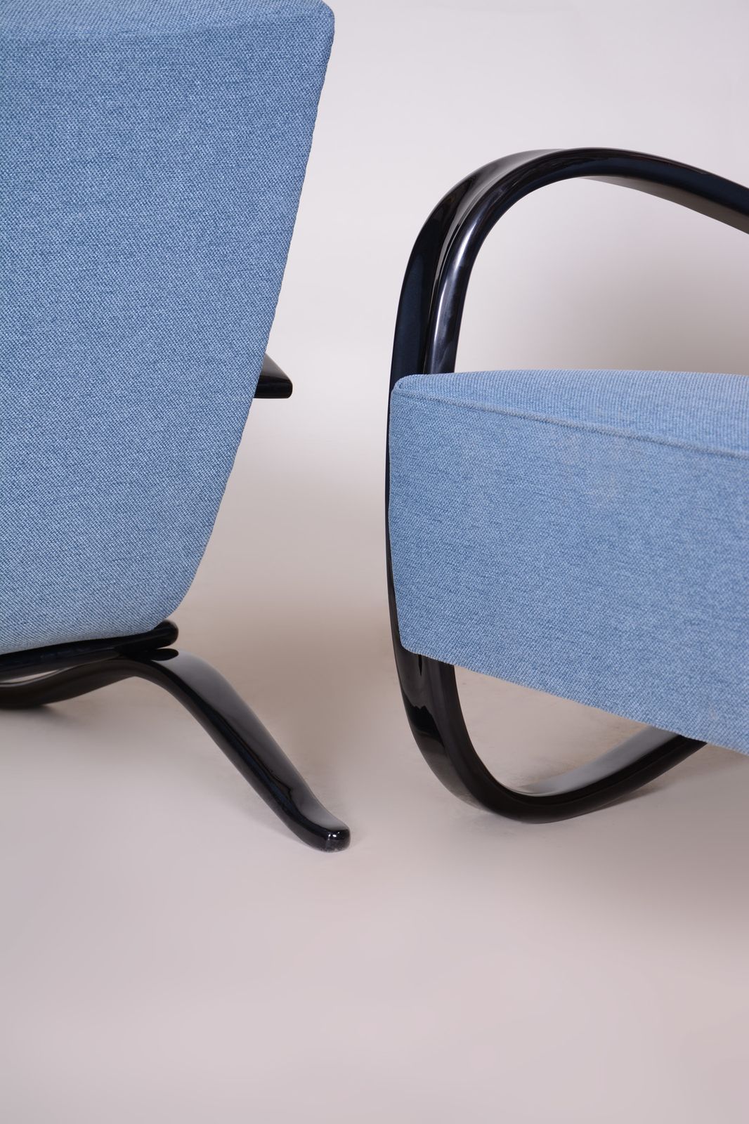 Furniture Pair Of Blue Halabala Armchairs Made In 1930s Czechia By Up Zavody photo