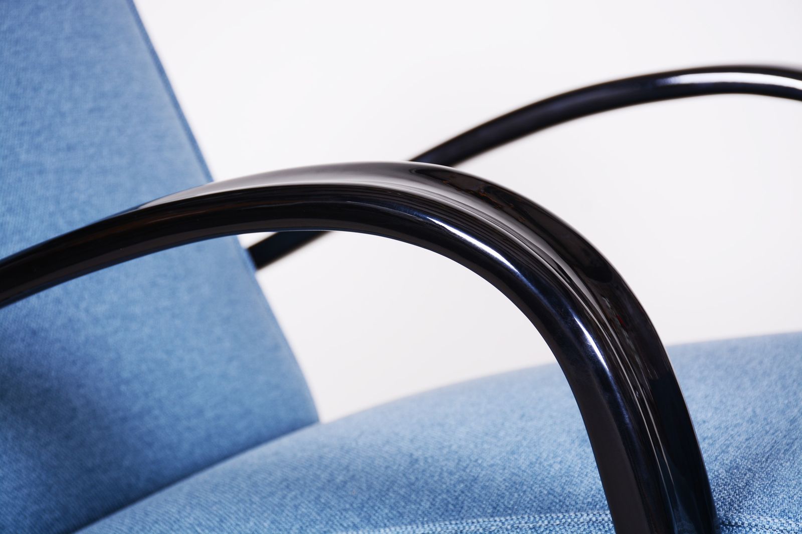 photo vintage Pair Of Blue Halabala Armchairs Made In 1930s Czechia By Up Zavody