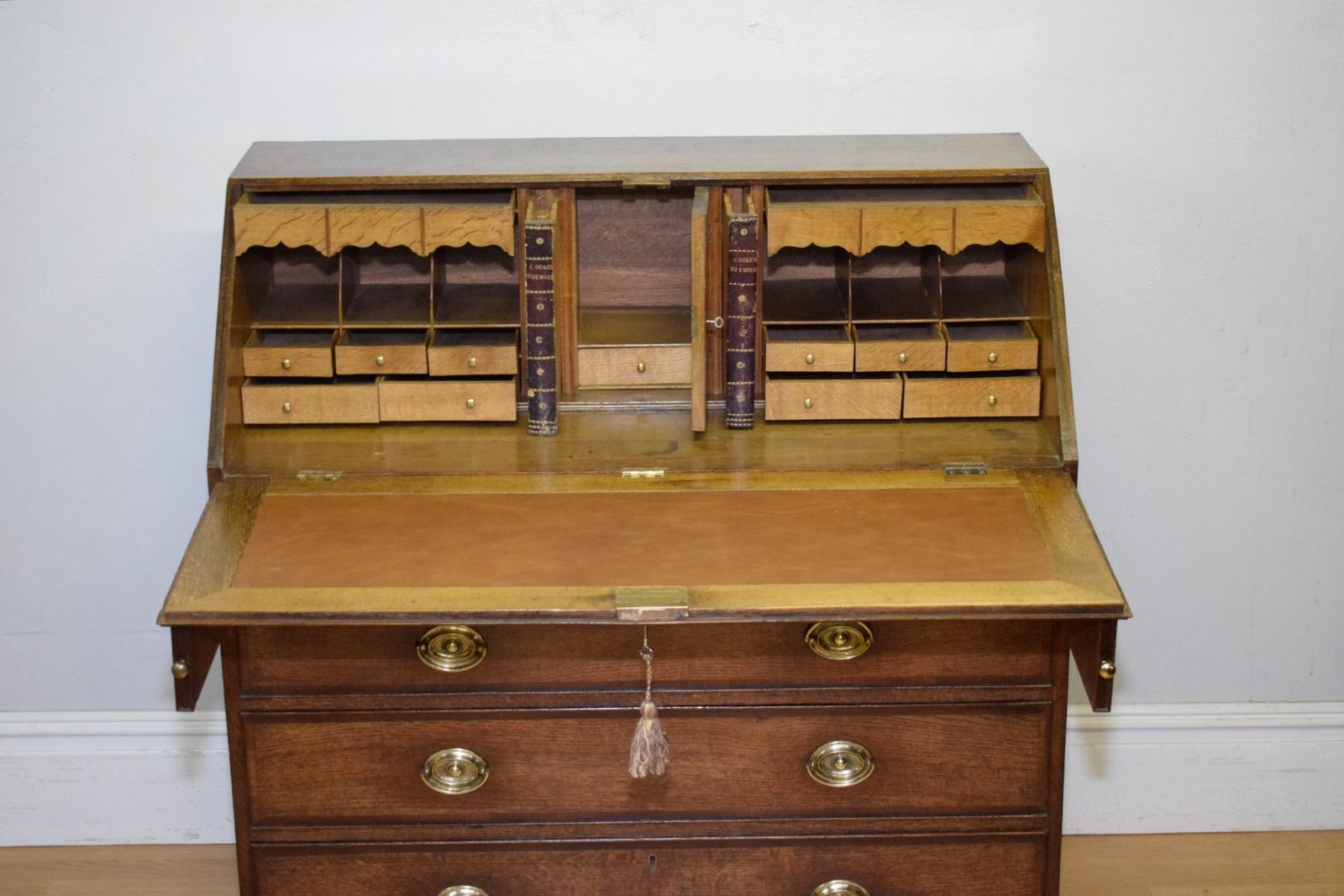 Georgian Period Oak Bureau, 1700s photo vintage
