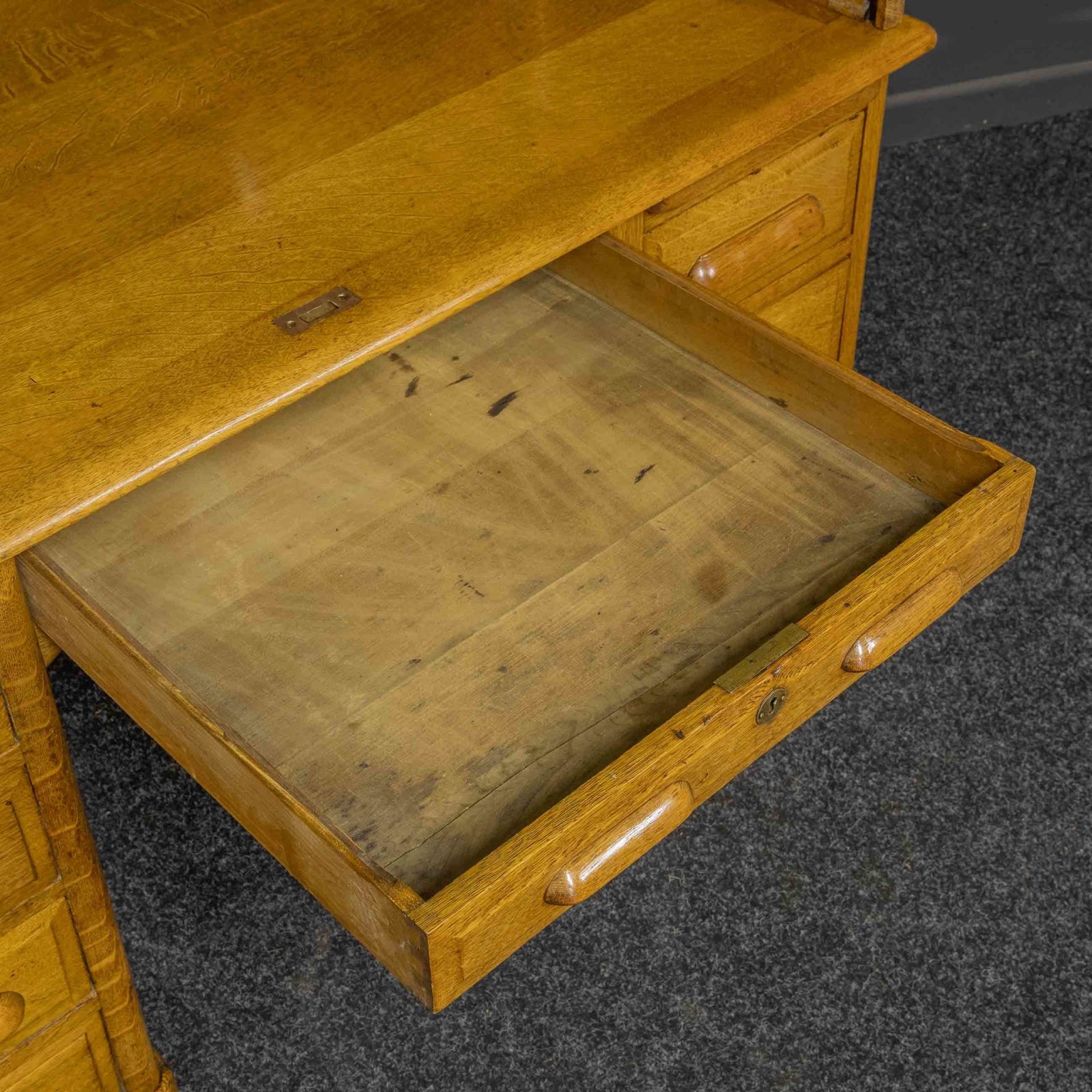 Furniture Edwardian Oak Roll Top Desk photo