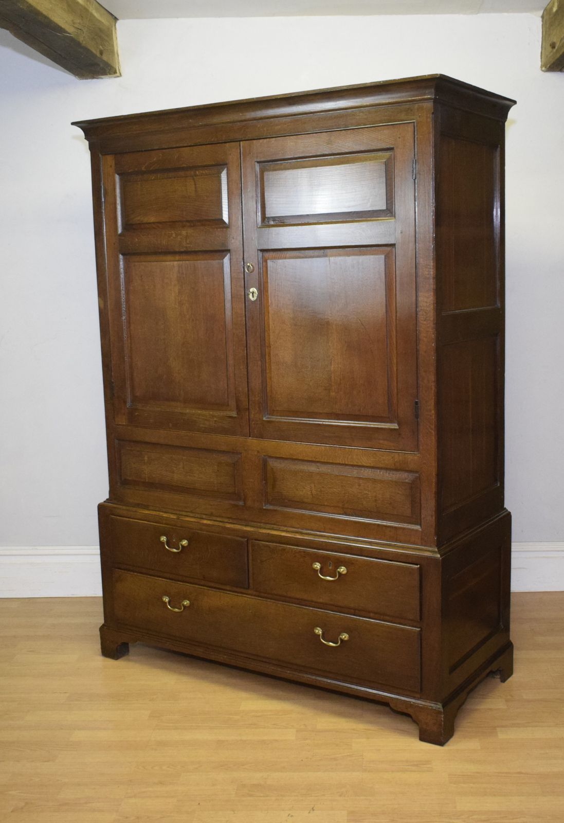 Georgian Period Livery Oak Cupboard  Press