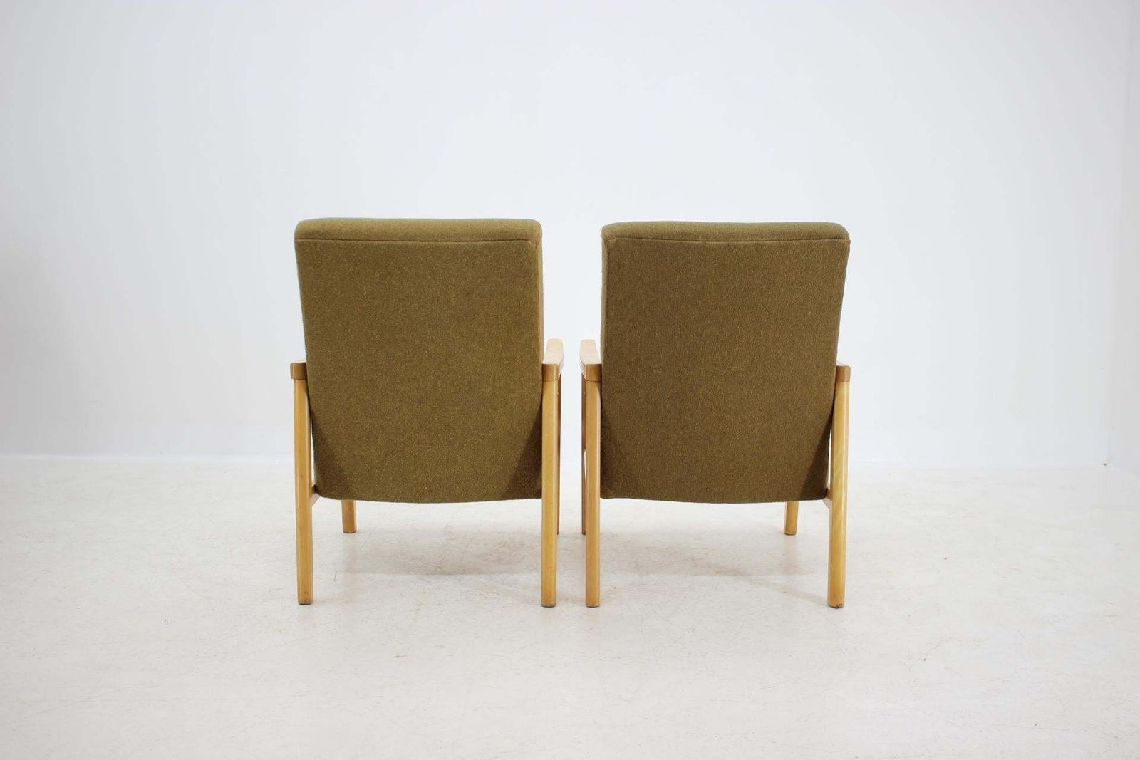 1960s Pair Of Beech Armchairs Czechoslovakia photo Furniture