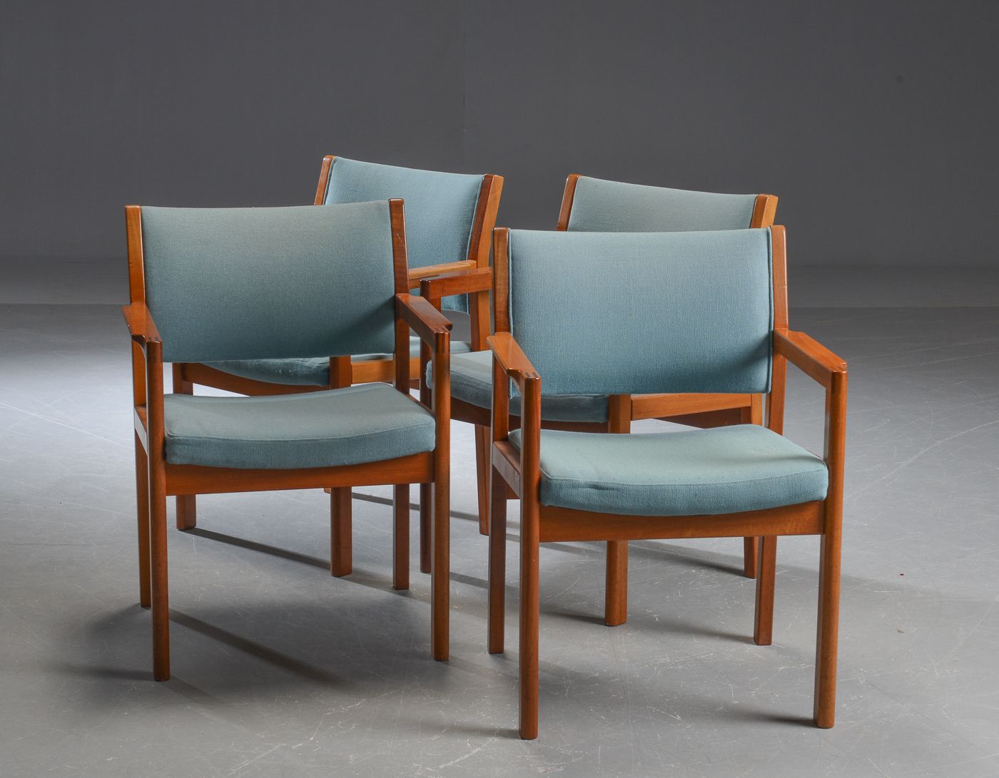 1970´S Christian Hvidt Set Of Four Armchairs In Mahogany By Soborg Mobelfabrik